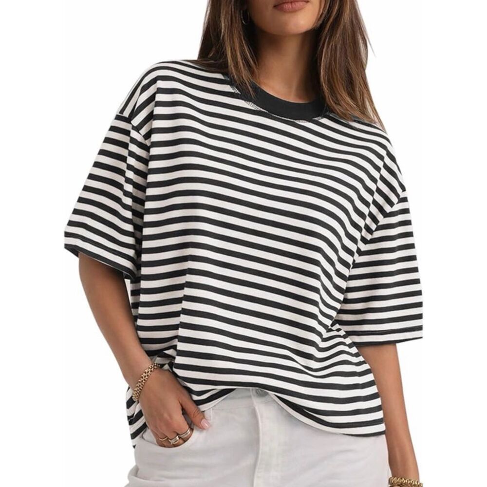 Vici Oversized Stripe Shirt | Black And White In Small